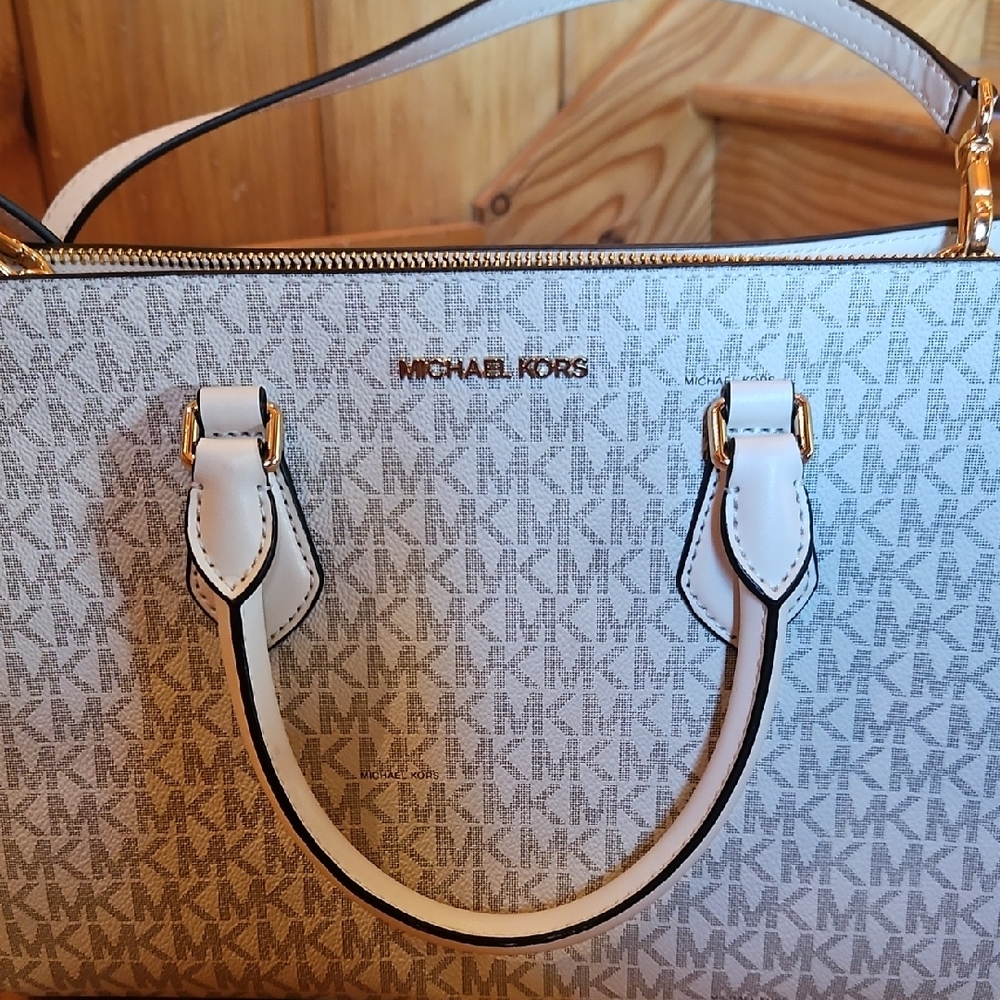 Michael Kors White and Gray Satchel